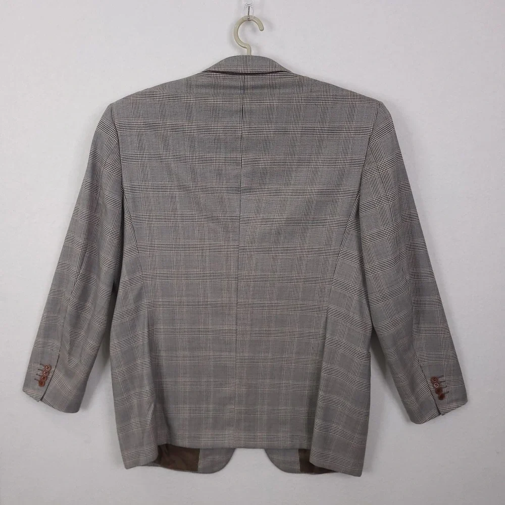Trussini Blazer Mens 58 Gray Glen Plaid Wool Sport Coat Loro Piana Italy